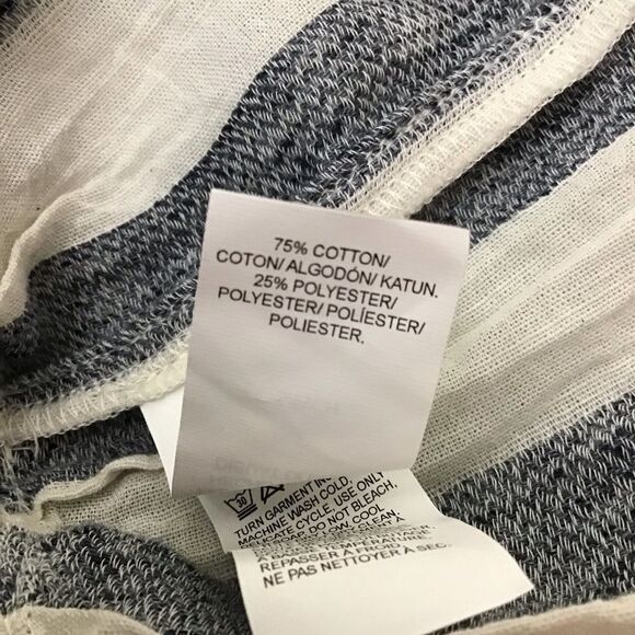 LUCKY Brand striped white blue jeans frills buttom blouse small boho lagenlook - Picture 5 of 12